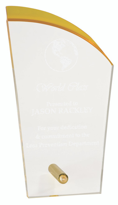 Clear Acrylic Award with Yellow Accent 195