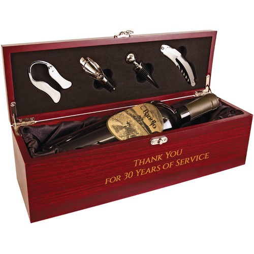 Rosewood Bottle Case and Wine Serving Kit