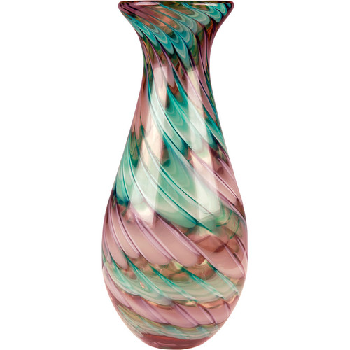 Pink and Teal Swirl Glass Vase