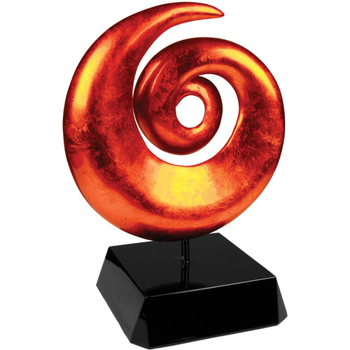 Orange Resin Artistic Sculptural Award with Black Wood Base