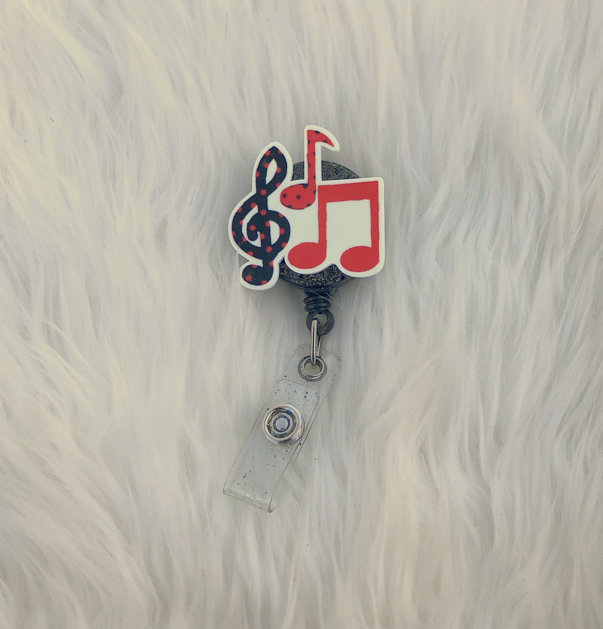 Black Music Notes badge reel