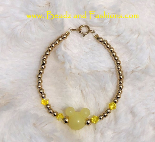 14k gold YELLOW mouse  bracelet KIDS