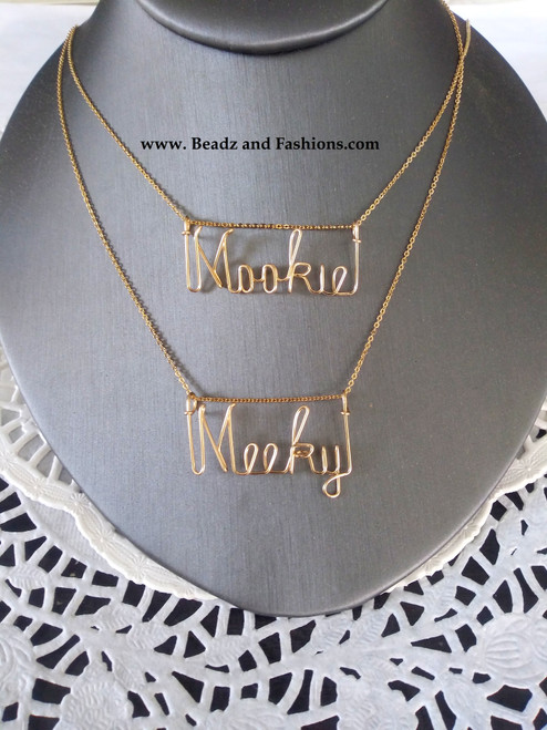 14k Gold filled wire name plate necklace #2