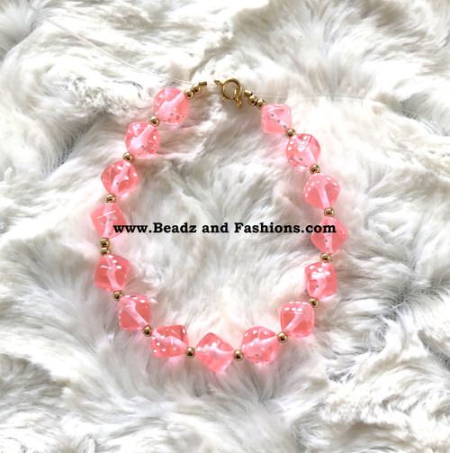 14k Gold pink Dice bracelet #6