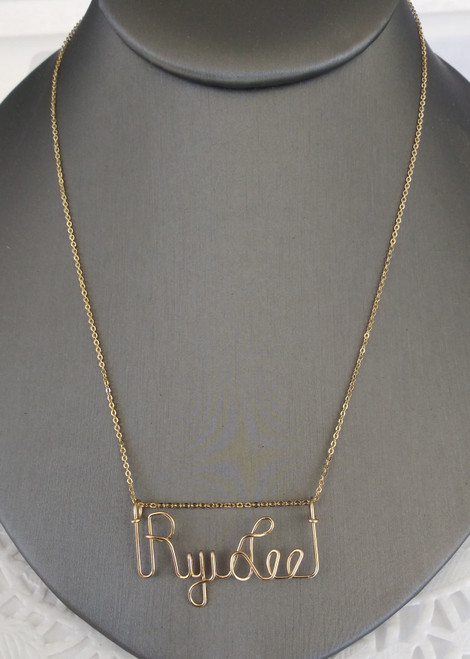 14k Gold filled wire name plate necklace