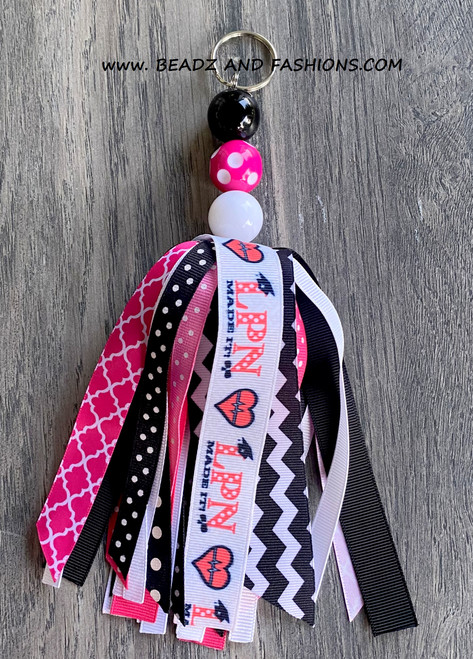 LPN pink tassel large keychain #1