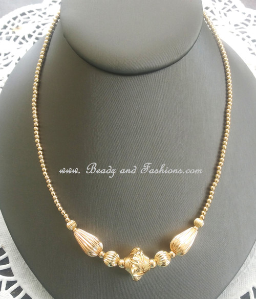 14k gold All gold nugget chunky necklace