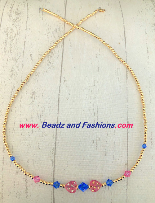 14k gold ANY COLOR  two tone Heart Stardust necklace
