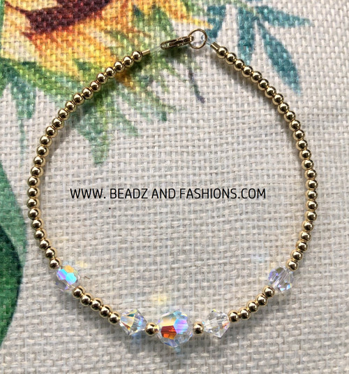 14k gold clear round CRYSTAL braceleT #1