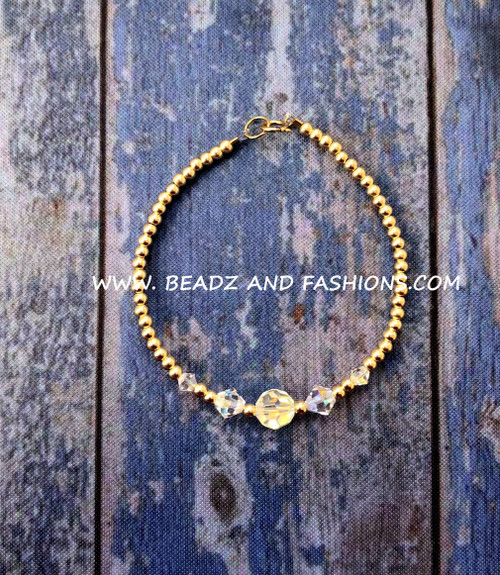 14k gold ANY COLOR round CRYSTALS braceleT #1
