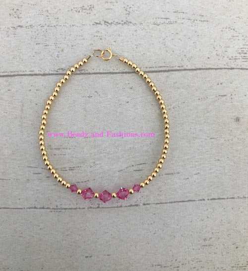 14k gold October birthstone crystal  bracelet #1