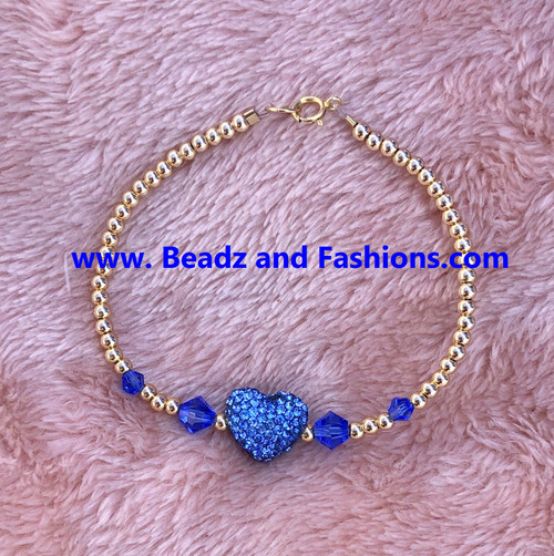 14k gold September medium heart pave bracelet #3