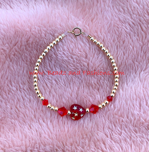 14k gold July heart stardust bracelet kids
