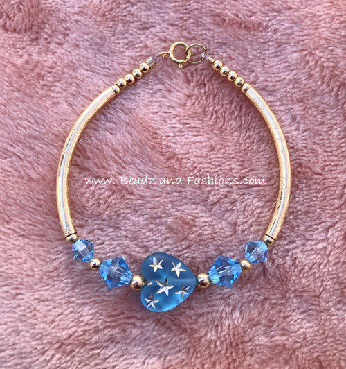 14k gold March heart stardust skinny bangle #1