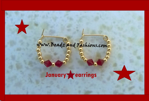 14k gold filled january hoop earrings