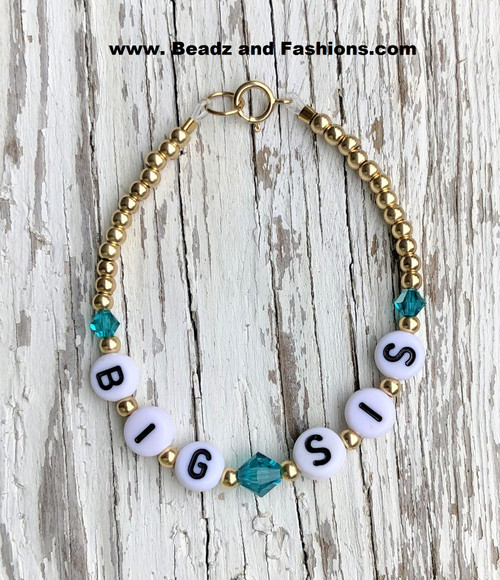 14k gold ANY COLOR Big Sis bracelet kids.