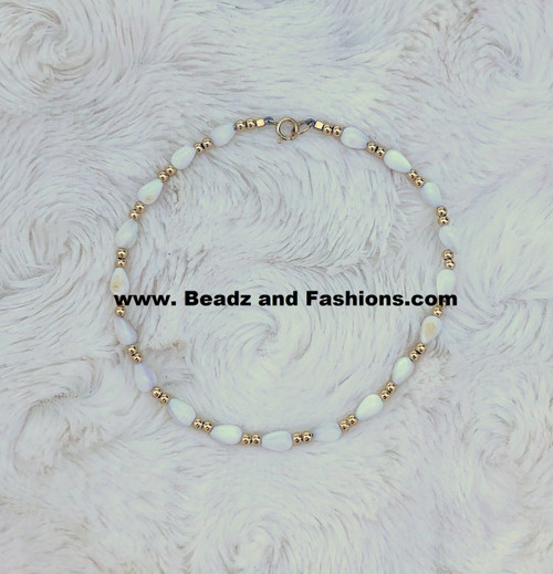 14k gold white shell Anklet.