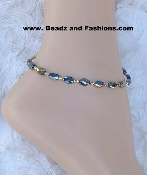 14k gold Marble AB Anklet #1.
