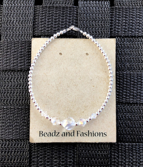 Sterling Silver clear nugget bracelet #1