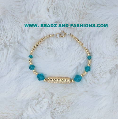 14k Gold December designer bar bracelet