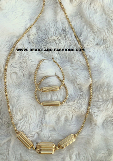 14kt Gold 3pc Corrugated Tube set #4E