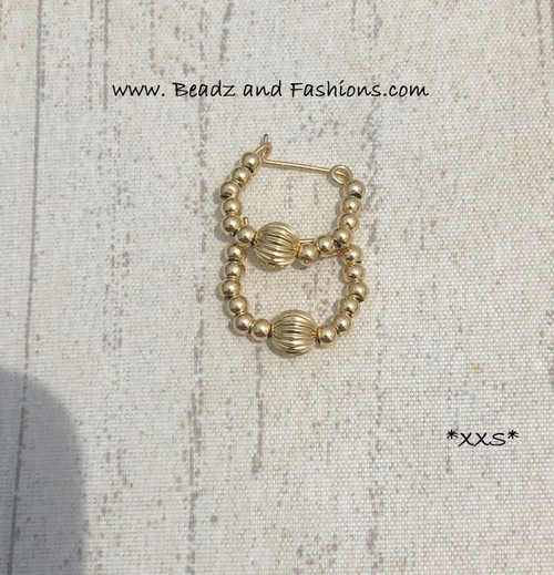 14k All gold ANY SIZE ball hoop earrings KIDS