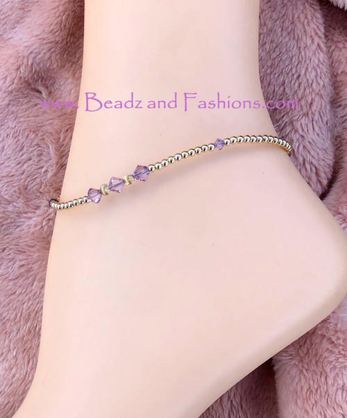 14k gold June birthstone Anklet #3