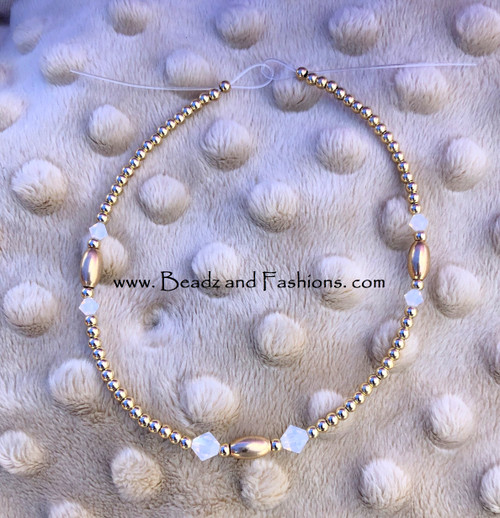 14k gold ANY COLOR Rice beads Anklet #1