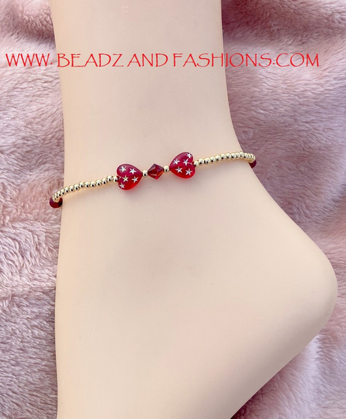14k gold July stardust heart Anklet #2