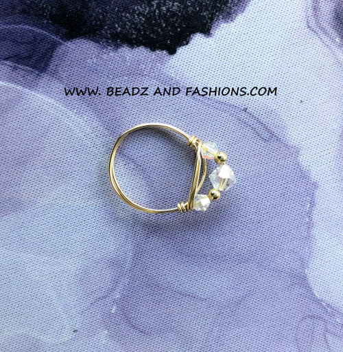 14k gold april clear crystal ring #3