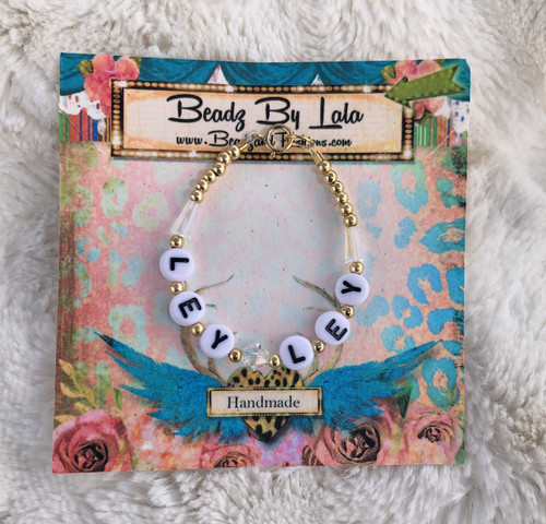 14k gold Name teardrop bracelet kids. #2