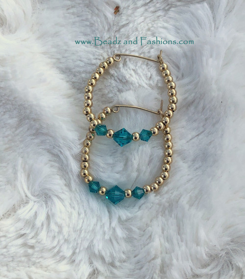 14k gold December Medium  hoop earrings