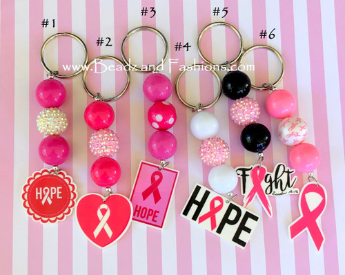 Breast cancer ball keychain