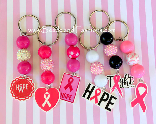 Breast cancer ball keychain