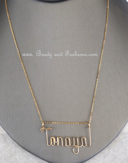 14k Gold filled wire name plate  Tonaya necklace