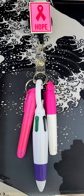 Breast Cancer pen & badge reel #3