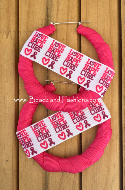 Breast Cancer wrap bamboo earrings cure