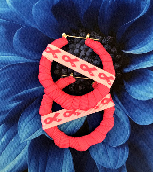 Breast Cancer  small wrap bamboo earrings #4