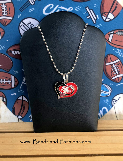 49ers heart charm necklace