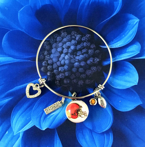 Browns snap charm expandable silver bracelet #1