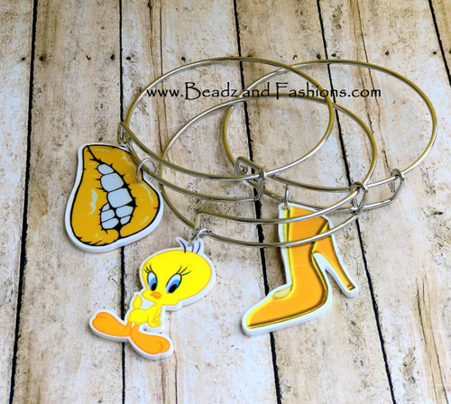 3 stack Tweety expandable bracelet set