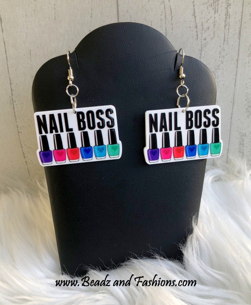 Nail Boss dangle earrings