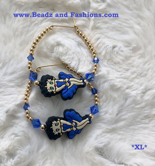 14k gold BLUE Betty Boop earring #1