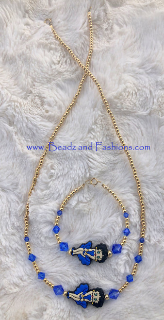 14k gold 2pc Betty Boop blue set