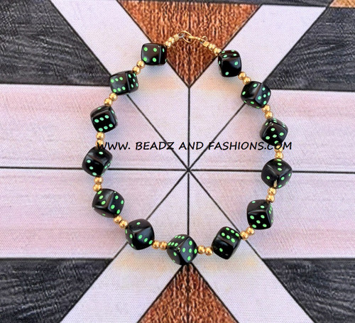14k Gold Black & Lime green Dice bracelet #4