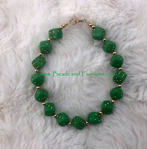 14k Gold green Dice bracelet #4.