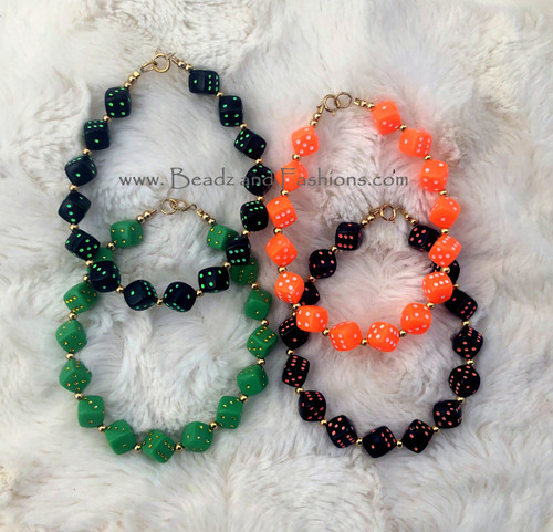 14k gold 4pc dice bracelet set #1B