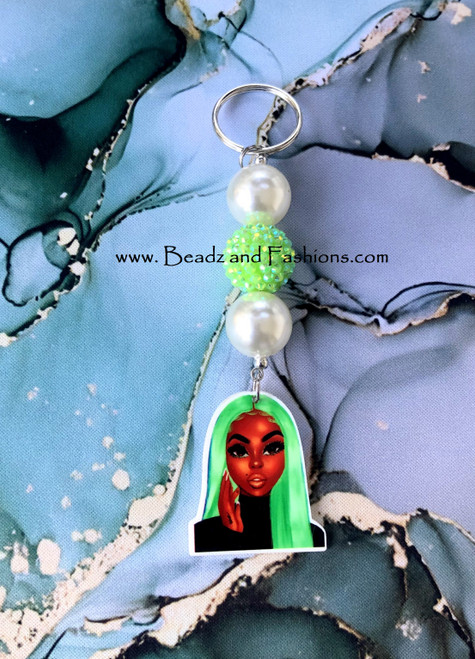 Green hair lady Keychain #1