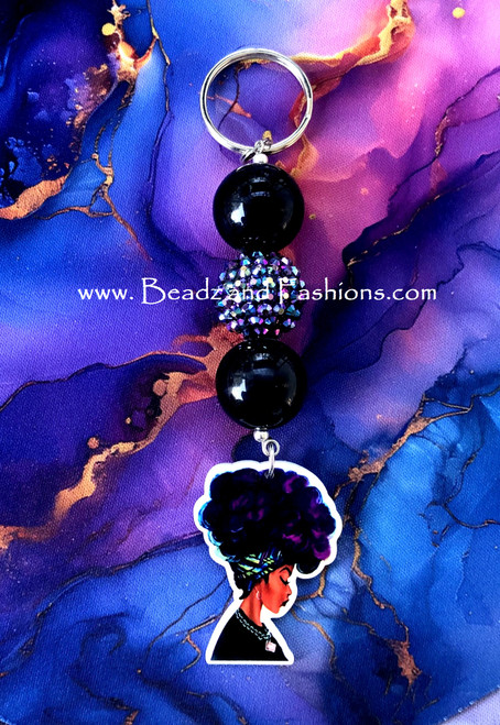 Purple hair lady Keychain #1