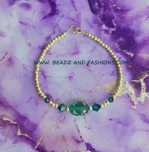 14k gold May oval stardust bracelet